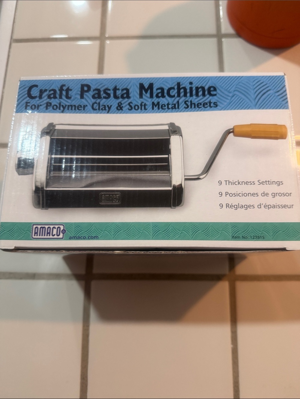 Amaco Craft Pasta Machine - silver with Yellow Handle